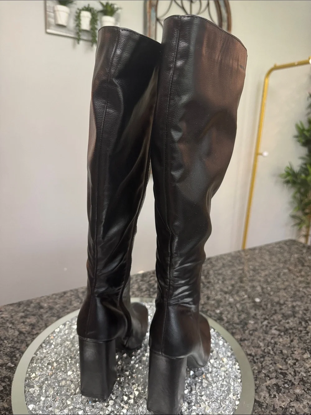 SHEIN Black Over-the-Knee Block Heel Boots NWOT 8
